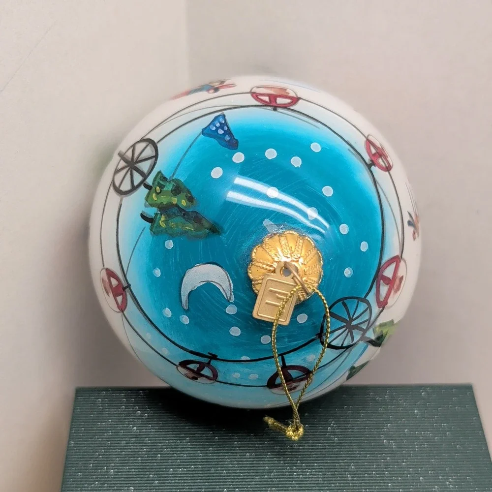 Pier 1 Li Bien Merry Christmas Ornament Hand Painted Skiing Winter Scene 2019